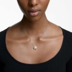 Tough pendant Pavé, Flower, White, Mixed metal finish - Image 2