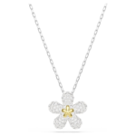 Tough pendant Pavé, Flower, White, Mixed metal finish