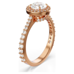Una Angelic cocktail ring Round cut, Pavé, White, 18K rose gold finish - Image 3