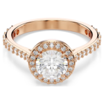 Una Angelic cocktail ring Round cut, Pavé, White, 18K rose gold finish