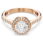 Una Angelic cocktail ring Round cut, Pavé, White, 18K rose gold finish - Image 7