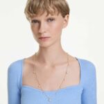 Una Angelic strandage Crystal pearl, Round cut, White, 18K gold finish - Image 2