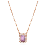 Una necklace Octagon cut, Purple, Rose gold-tone plated