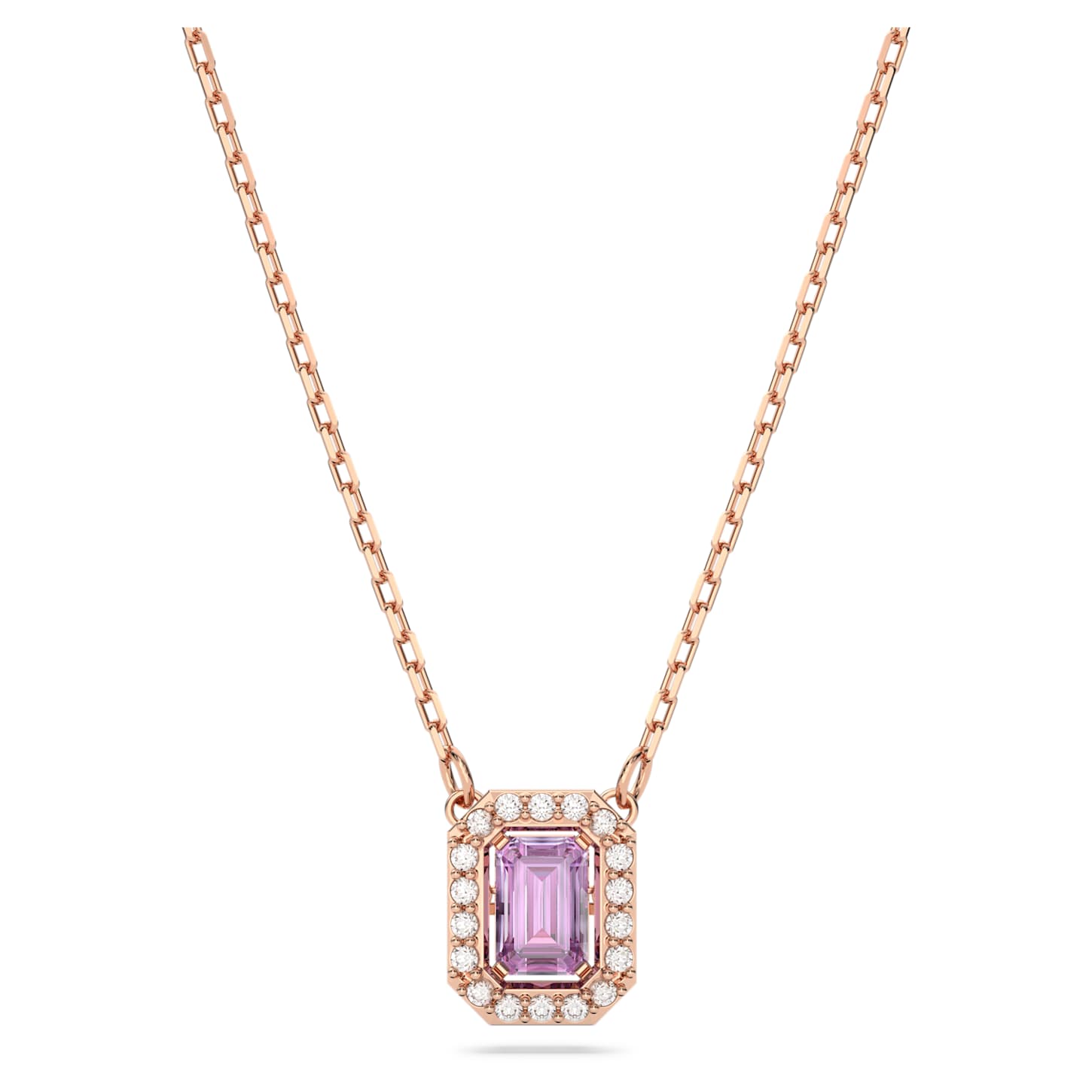 Una necklace Octagon cut, Purple, Rose gold-tone plated
