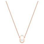 Una necklace Round cut, Oval shape, White, 18K rose gold finish