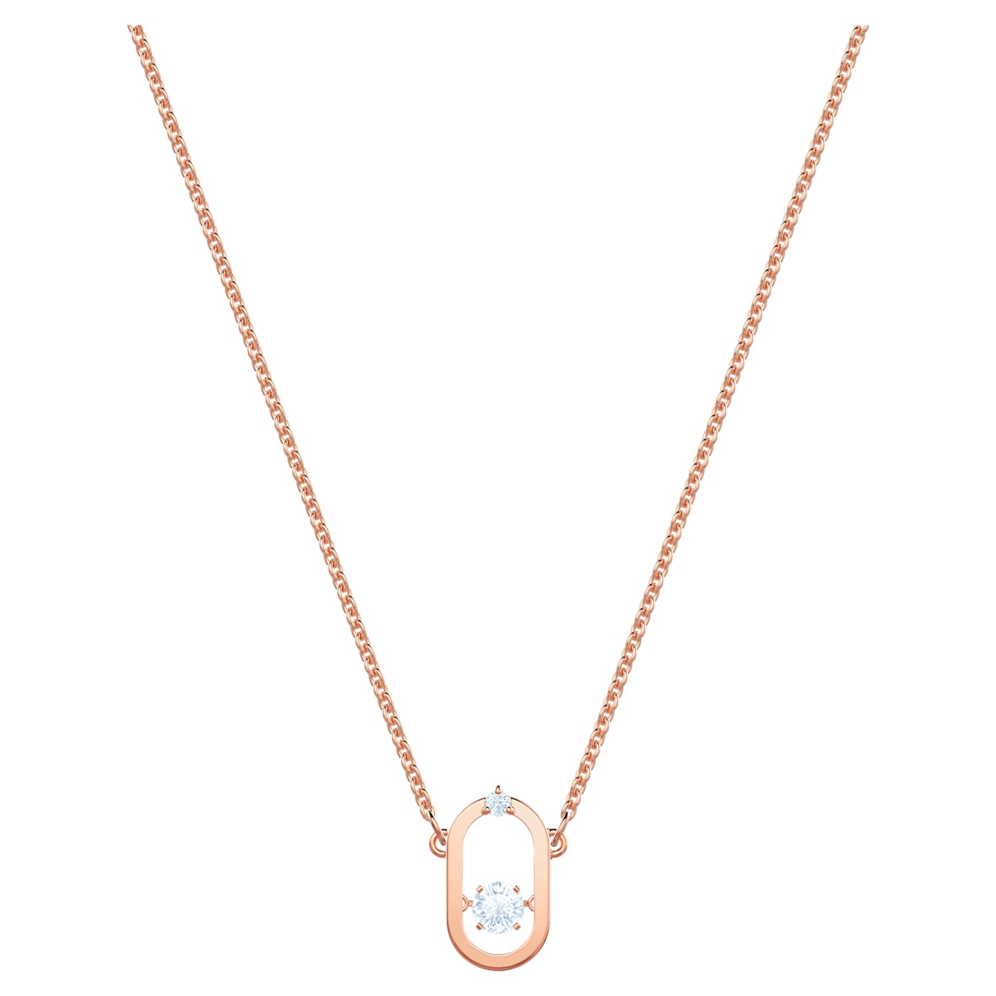 Una necklace Round cut, Oval shape, White, 18K rose gold finish