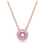 Una pendant Round cut, Long, Purple, 18K rose gold finish