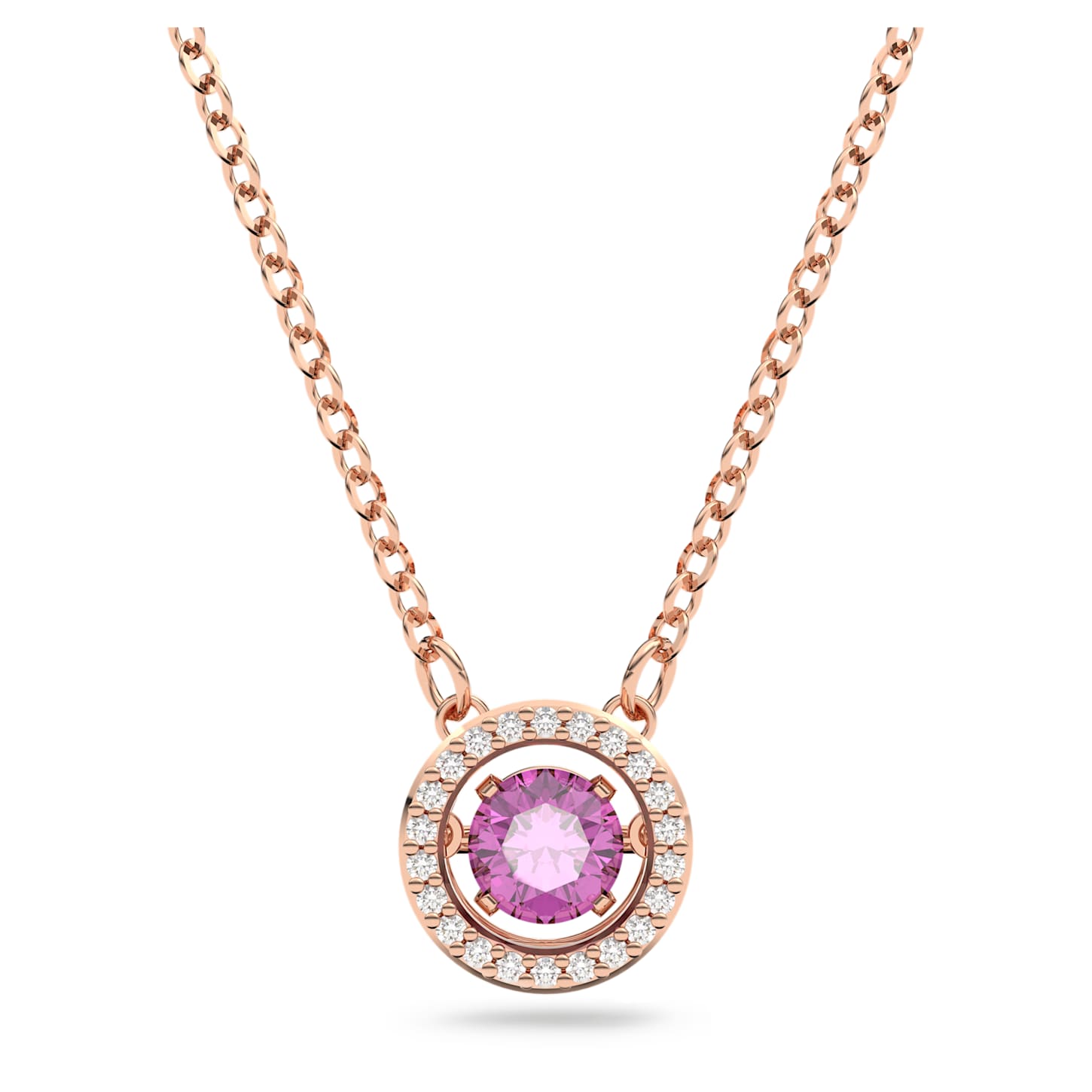 Una pendant Round cut, Long, Purple, 18K rose gold finish
