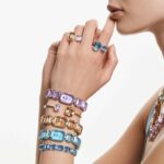 Watch Octagon cut bracelet, Purple, Champagne gold-tone finish - Image 7