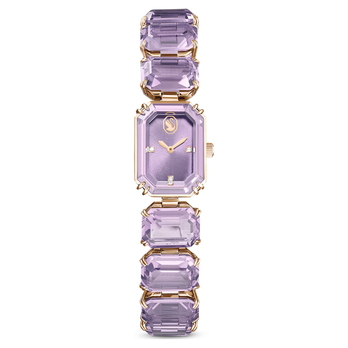 Watch Octagon cut bracelet, Purple, Champagne gold-tone finish
