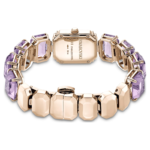Watch Octagon cut bracelet, Purple, Champagne gold-tone finish - Image 4